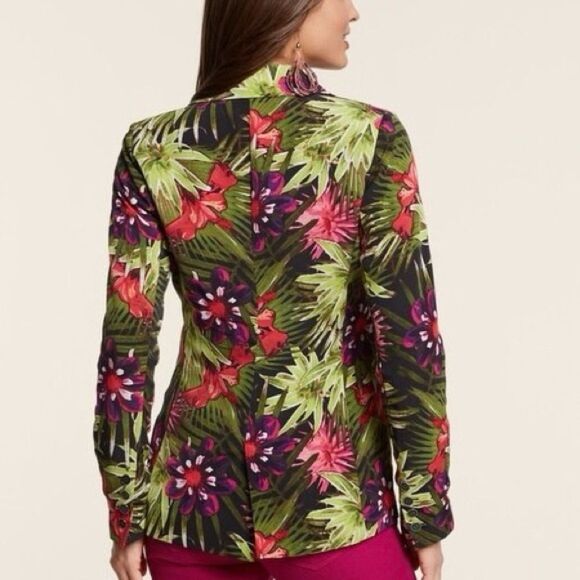 Chicos NWT Multicolor Floral Blazer Tropical Size 0 (4 - S) - Picture 2 of 9